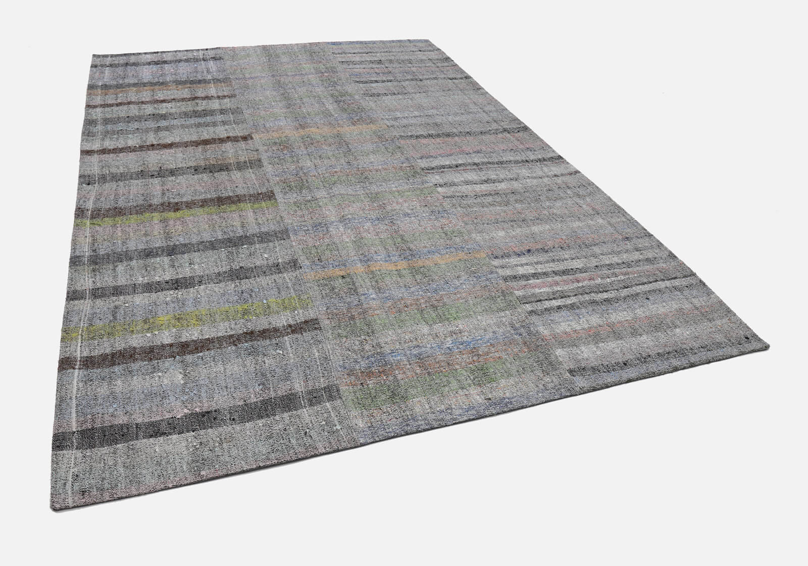 Lofy Grey Patchwork Wool Handmade Area Rug | Wayfair