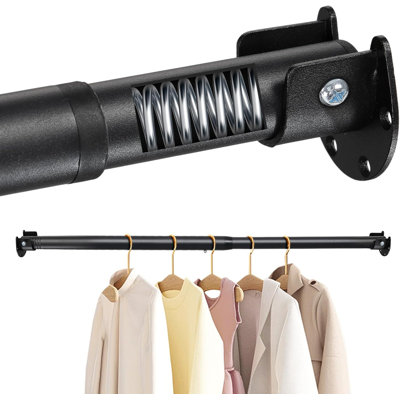 Tringles de garde-robe pour suspendre les vêtements, tringle réglable pour garde-robe à ressorts en U de 17 à 129 pouces avec support en forme de U, tringle à vêtements robuste de 1,3 po pour garde-robe, salle de lavage, salle de bain et fenêtres