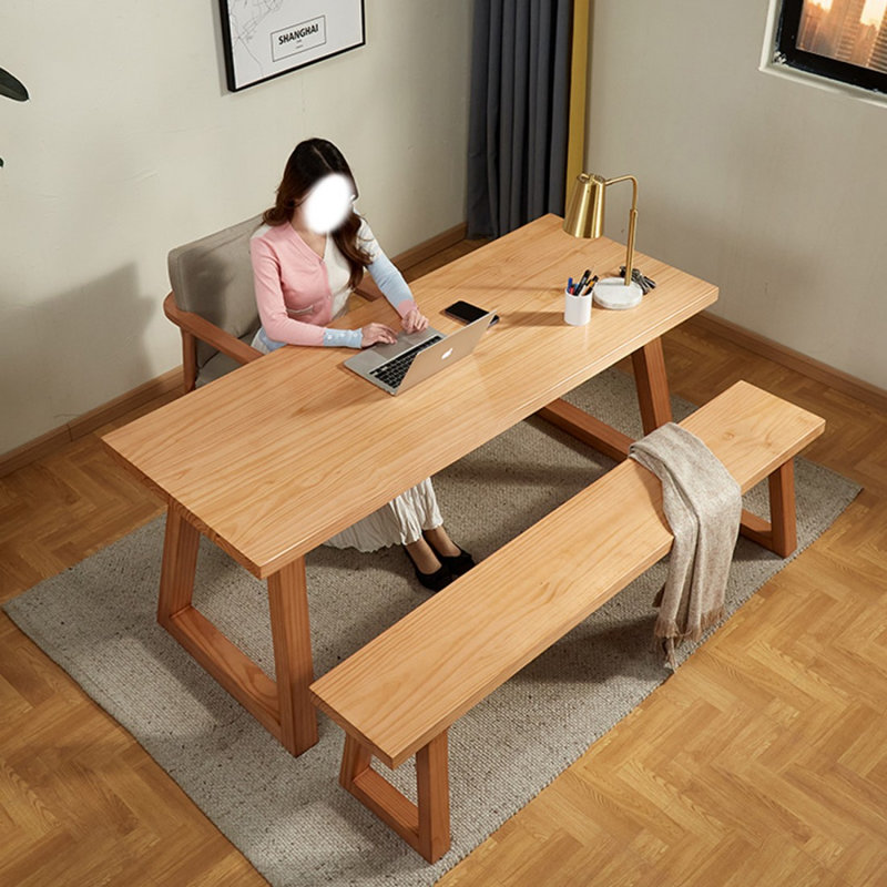 Bureau rectangulaire en bois massif Burlywood, H 29,53 po x l 55,12 po x P 27,56 po