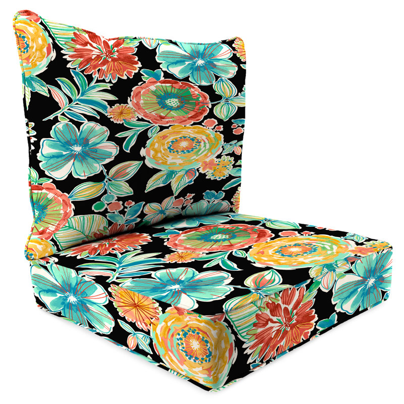 24" x 26.5" Outdoor Deep Seat Chair Cushion Set with Welt, Colsen Noir