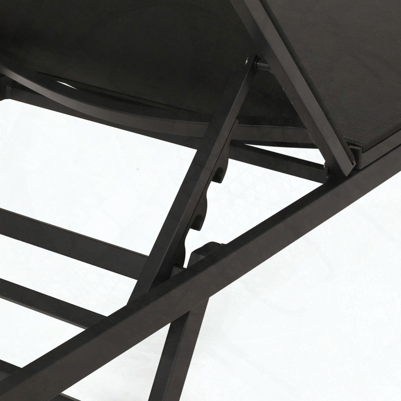 Chaise longue Salton avec dossier réglable et sièges en filet, Noir