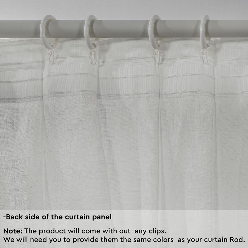 Pinch Pleated Extra Long & Extra Wide Faux Linen Semi Sheer Single Panel, 100" W x 72" L, Off White/Ecru