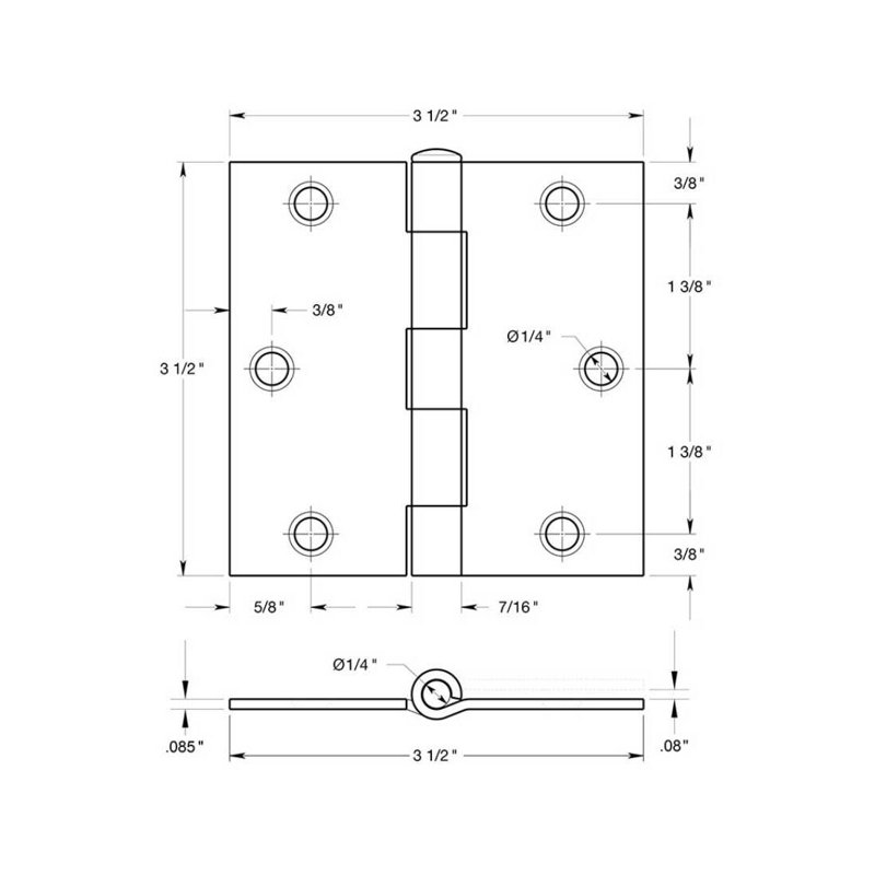 Steel Hinge, Polished Chrome