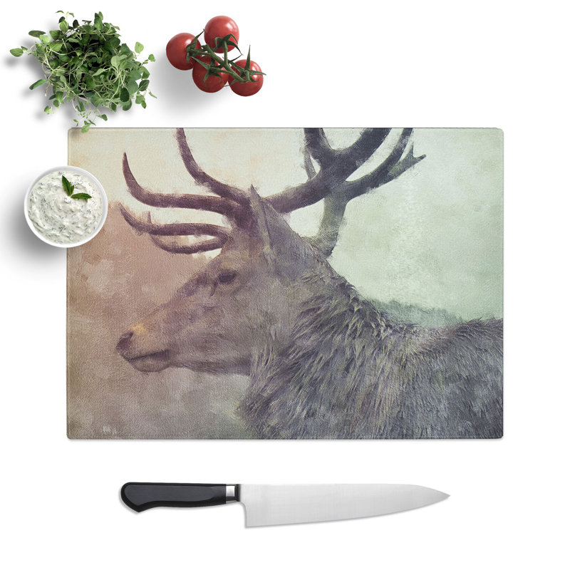 Portrait of a Stag Painting Chopping Board, 0.4cm H x 20cm W x 28.5cm L