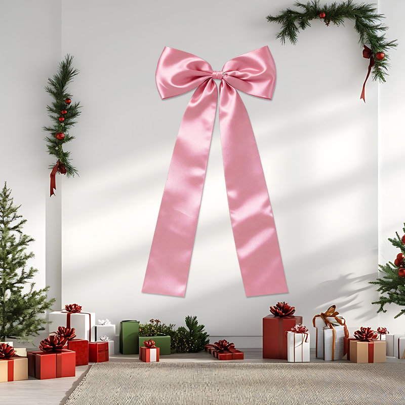 Décoration d'arbre de Noël en satin avec nœud de Noël, décoration d'arbre de Noël, Rose