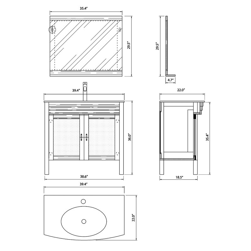 Miroir contemporain meuble-lavabo moderne & Brott