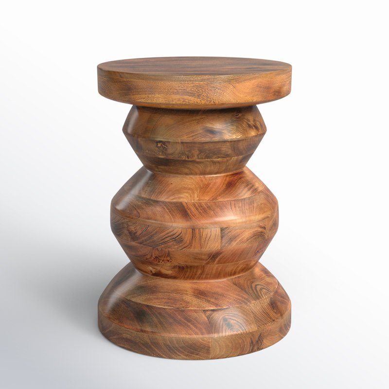 Table de bout à piédestal en bois massif de 21,3 po de hauteur 