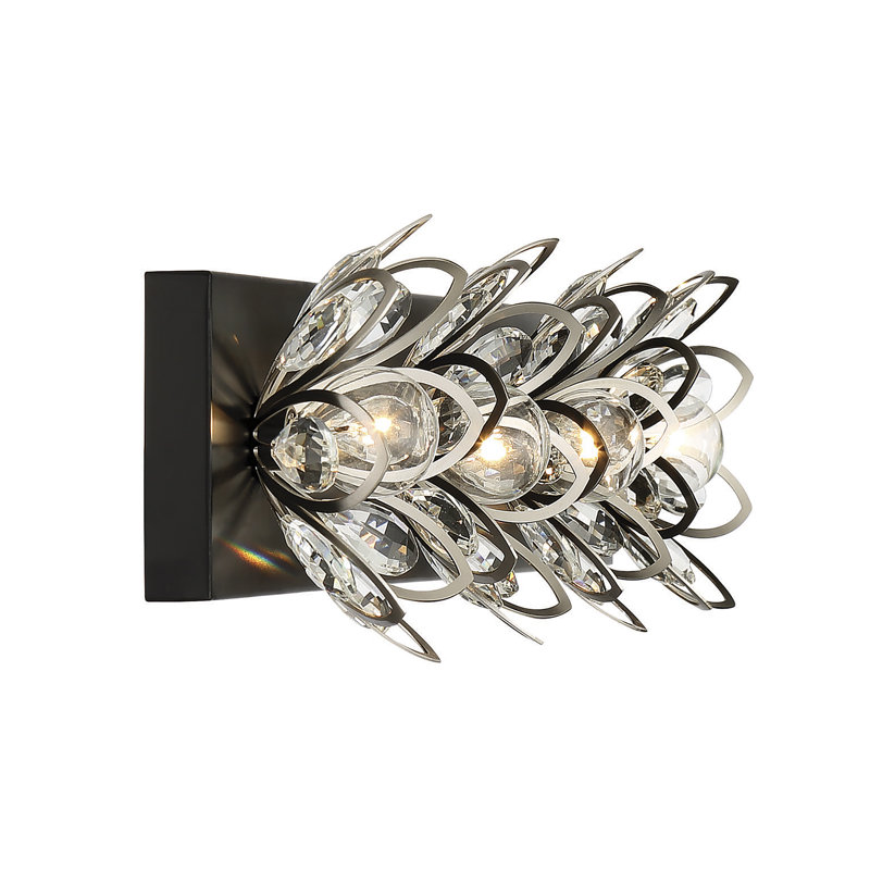 Éclairage pour meuble-lavabo de salle de bain 2 lumières Poppy en noir mat avec accents laiton chaud, Nickel satiné