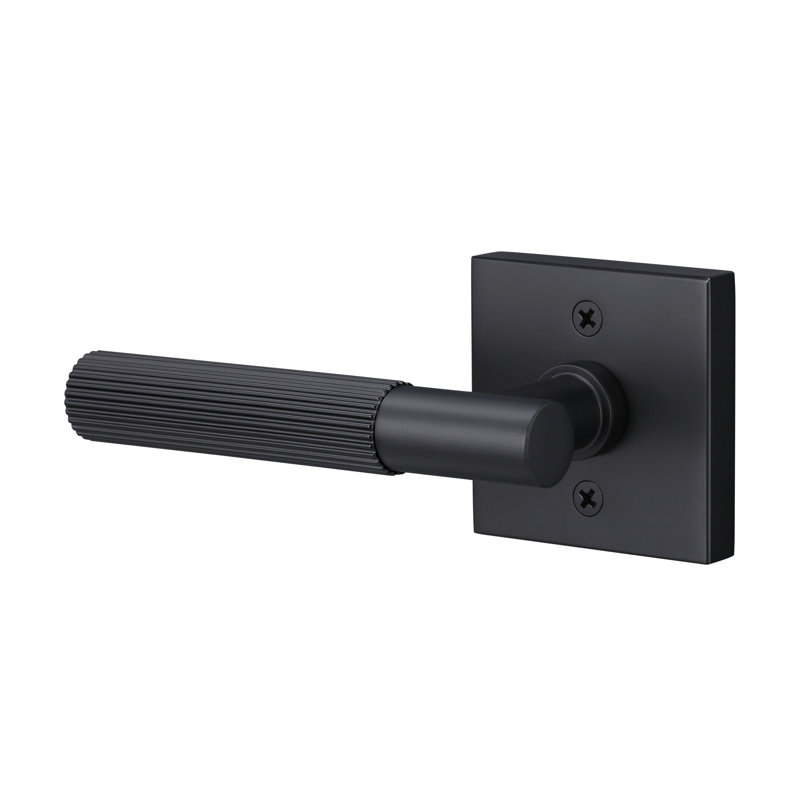 Fausse rosette carrée Aspra, poignée droite moletée, Dos plat, Faux bouton simple