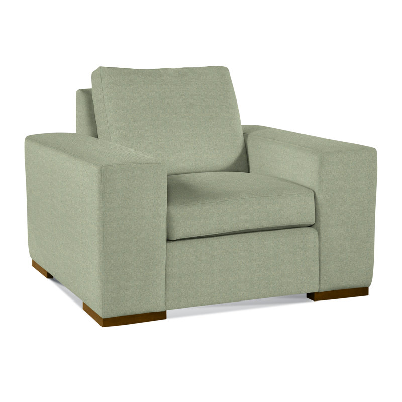 Memphis Armchair, Green Performance Fabric; 0851-54, Havana