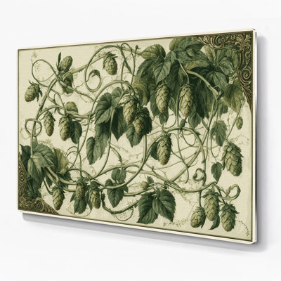 «Botanical Hops», art mural en métal beige