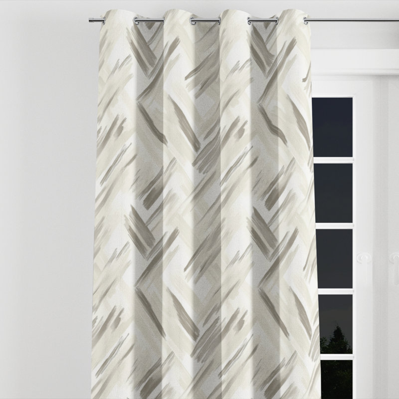 Rideaux à rayures pour chambre à coucher - Rideau à œillets à rayures grises modernes - 1 panneau, L 52 po x L 84 po