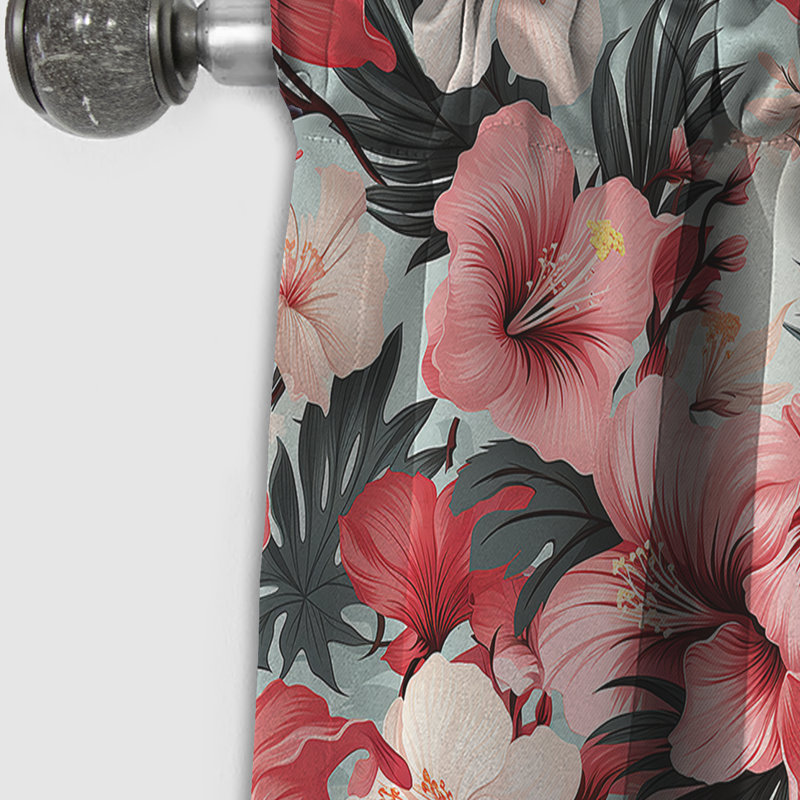 Hibiscus Romance - motif tropical IV - Rideau floral - Rideau occultant floral - 1 panneau, L 52 po x L 108 po