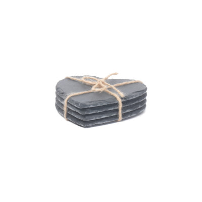 4 Piece Heart Shaped Slate Coaster Set