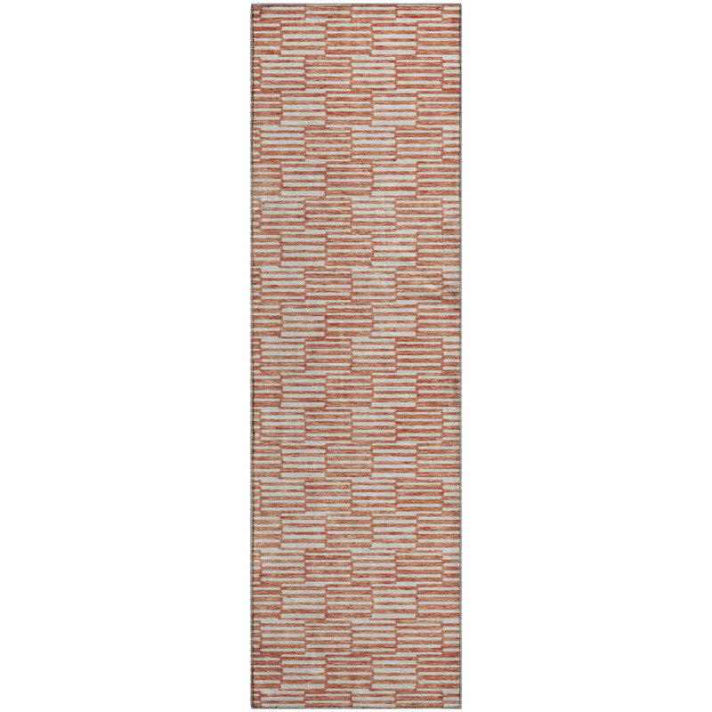 Premium Machine Washable Prisco Salmon Rug, Runner 2'3" x 7'6"