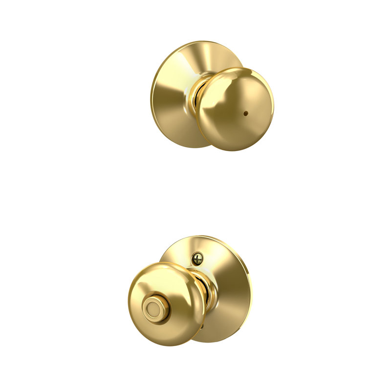 Plymouth Bed and Bath Knob, Bright Brass
