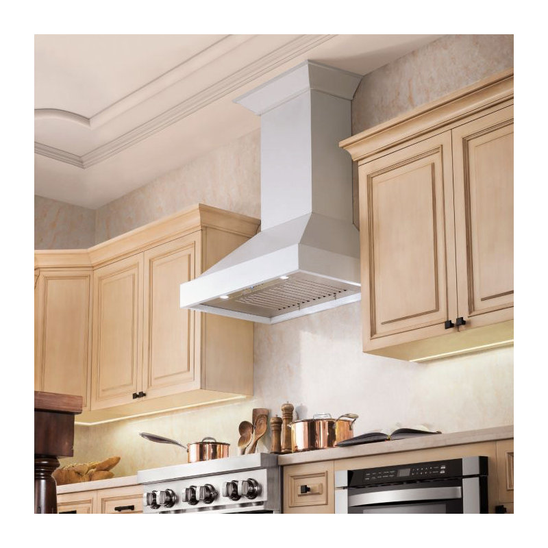 ZLINE 36 in. Wooden Wall Mount Range Hood in Smooth Bright White Finish