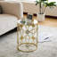 Table d'appoint à plateau miroir doré et transparent avec structure en métal - 15 x 15 x 20 po, structure solide, multi pour la vie quotidienne, or moderne sans assemblage + transparent, support stable, polyvalent, nécessaire