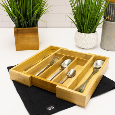 Lamotte Adjustable Flatware Kitchen Utensil Drawer Organizer, 12.5x8.5x1.75