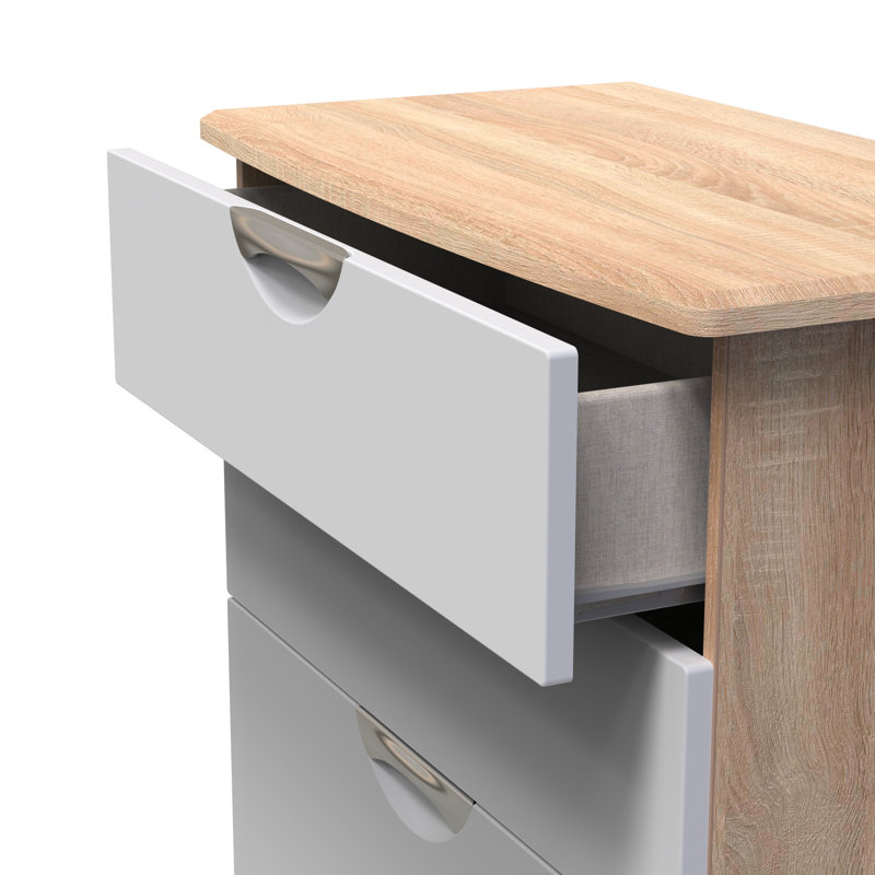 Bhodhini 4 Drawer Deep Chest (Ready Assembled), Grey Matt/Bardolino Oak