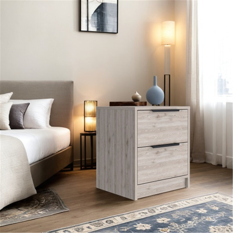 Table d'appoint polyvalente à poignée en métal avec deux tiroirs pour la décoration intérieure