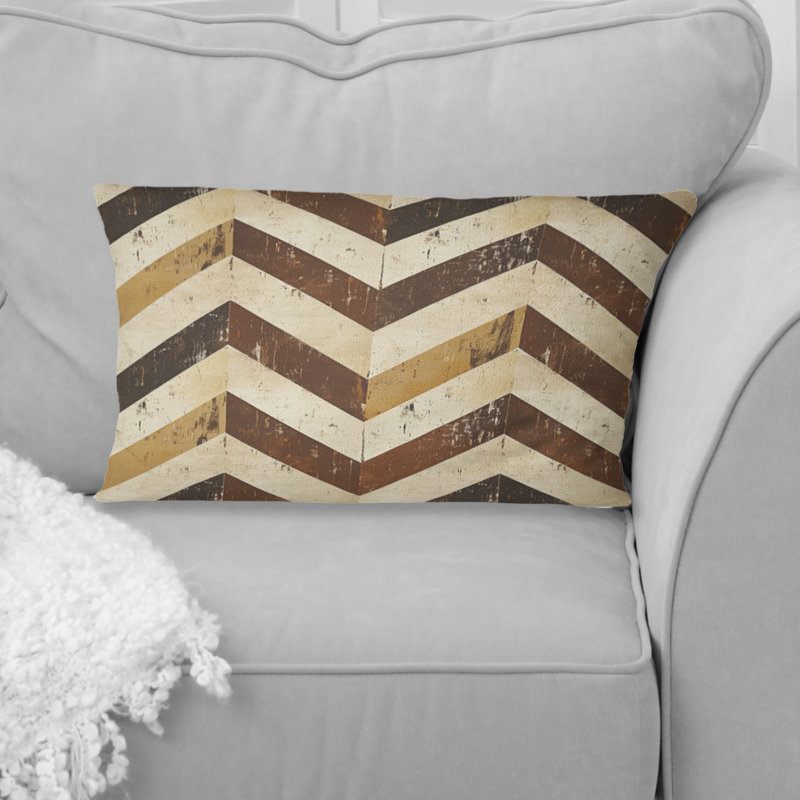 Coussin brun à motif chevron Glam Print III