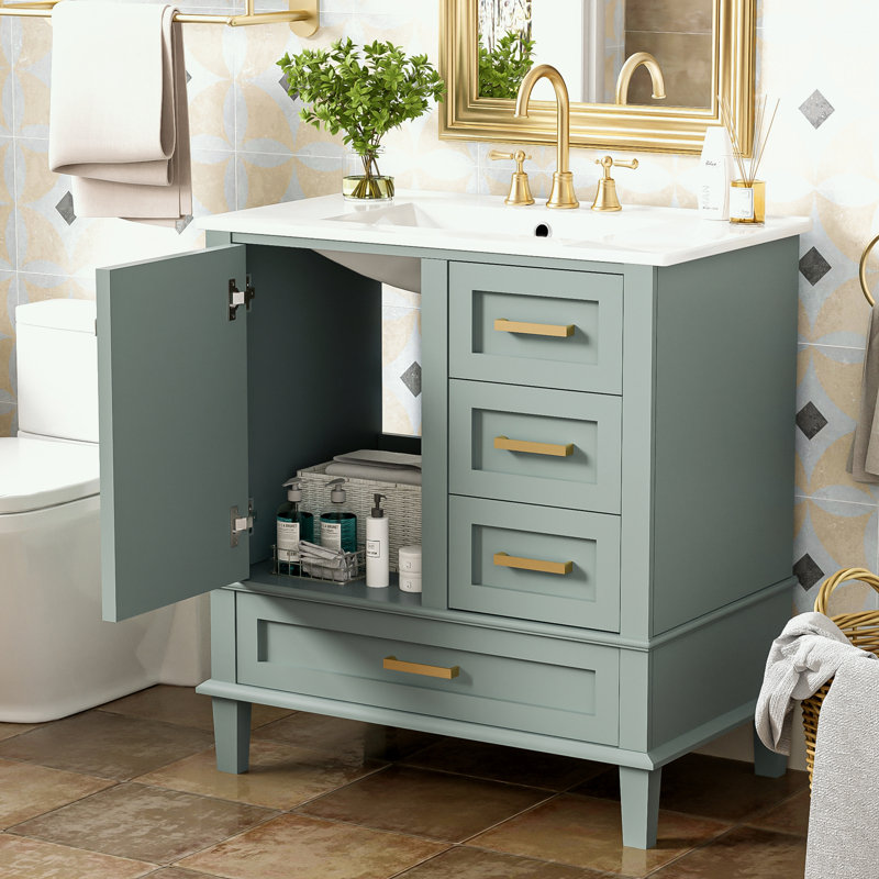 Richi Freestanding Bathroom Cabinet, Light Green