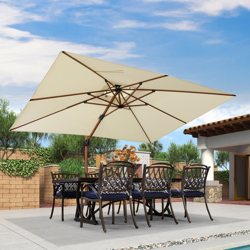 Parasol en porte-à-faux rectangulaire 108 po x 144 po avec base en tôle d'acier, crème 108 po x 144 po, Crème