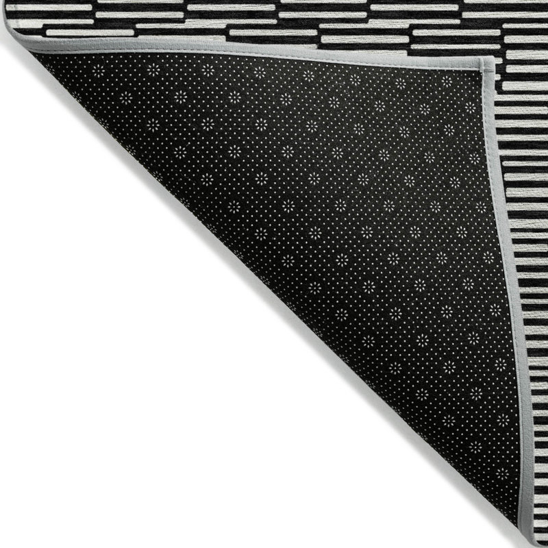 Tapis intérieur / extérieur noir géométrique lavable 9 pi x 12 pi