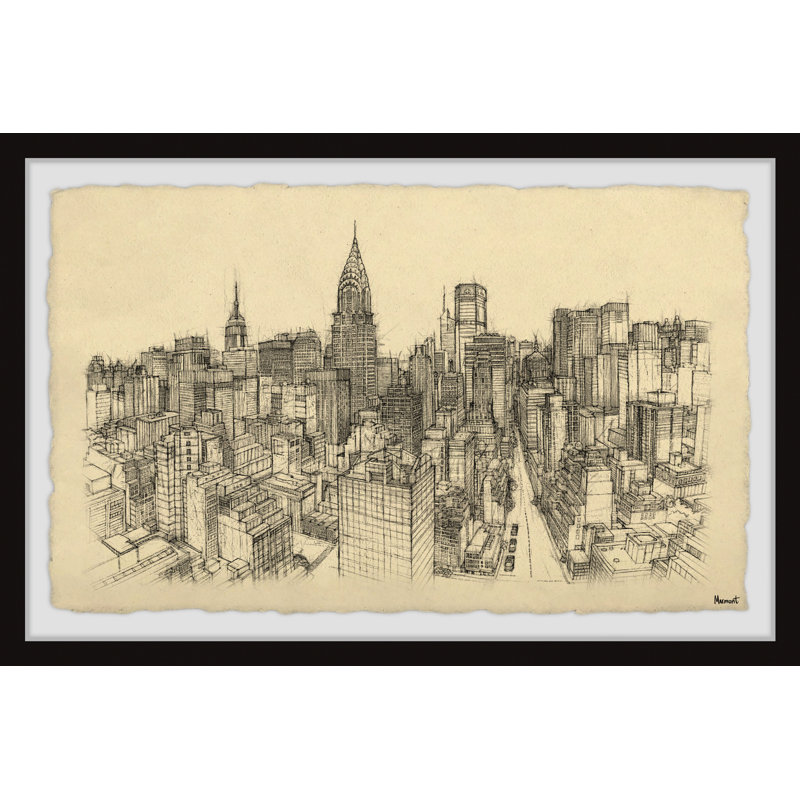 NYC Birds Eye View - reproduction de cadre photo, H 16 po x l 24 po x P 1,5 po