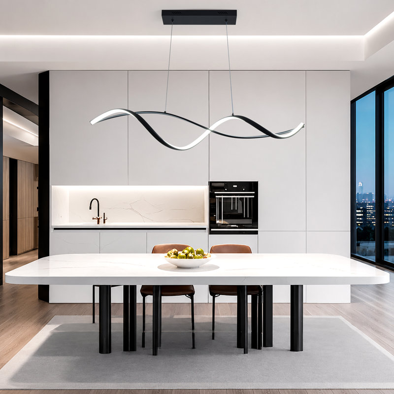 2 - Light Black LED Dimmable Kitchen Island Pendant with Remote & App Control