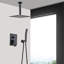 Douche de plafond montée, noir mat - avec robinet à main et pomme de douche naturelle de 12 po-118768048
