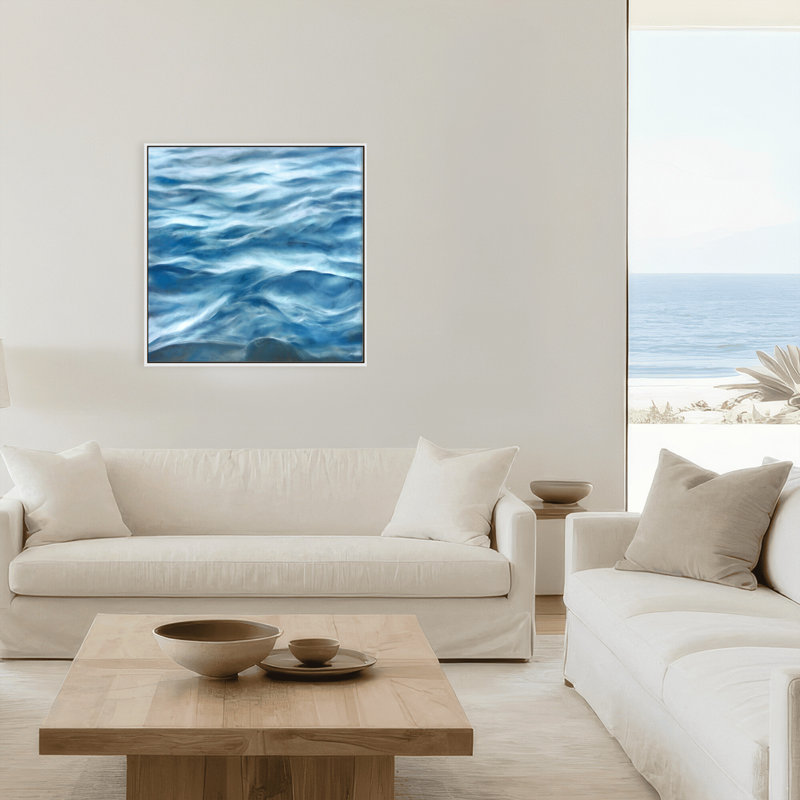 Coastal Retreat Underwater Clouds III by  - Floater Frame Print on Canvas, 30" H x 30" W x 2.375" D, Framed Canvas, White