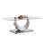 Luxury Glass Coffee Table, 47.25" Sofa Coffee Table with Moon-Shape Stainless Steel Frame and Clear Glass Top, Modern Rectangular Cocktail Table for Living Room-1906428811