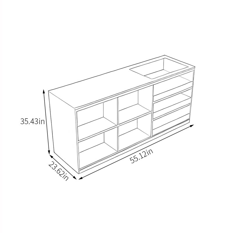 Magasiner les vitrines multifonctionnelles, Noir poli, H 35,43 po x l 55,12 po x P 23,62 po
