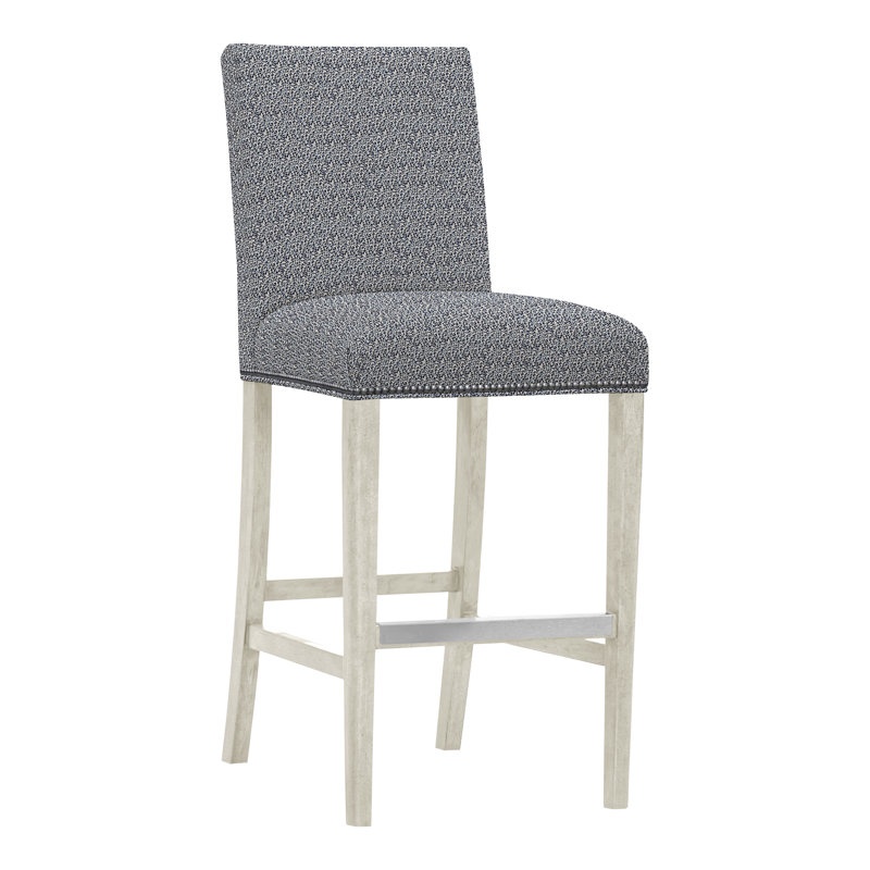 Gin Fizz Upholstered Stool with Solid Wood Frame, Yes, Impala Storm, Wrenn