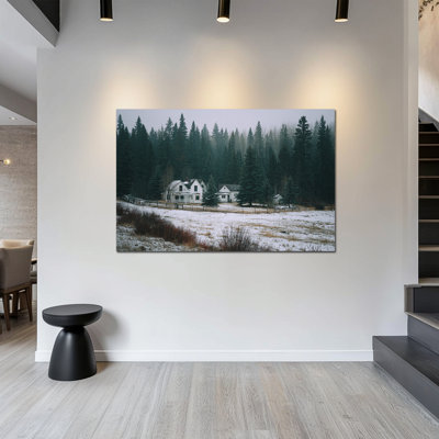 Art mural de grande scène hivernale - décoration murale photos d'hiver, art mural sur toile arbre d'hiver pour le salon, images de scène de neige hivernale pour cadre de décoration intérieure, impression sur toile tendue, 36 po x 48 po
