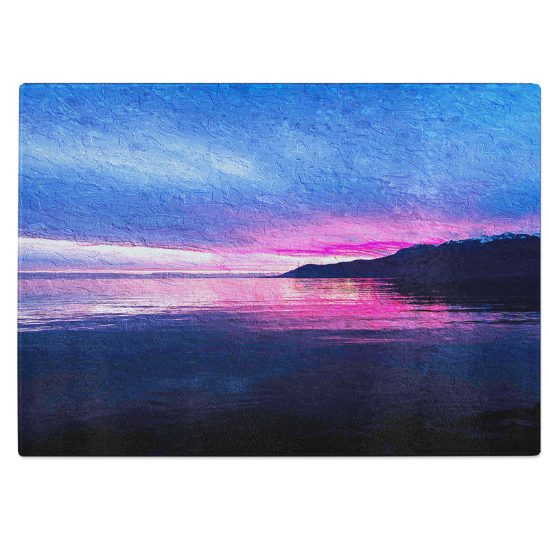 Tempered Glass Sunset Switzerland Chopping Board, 39 cm W x 28.5 cm L