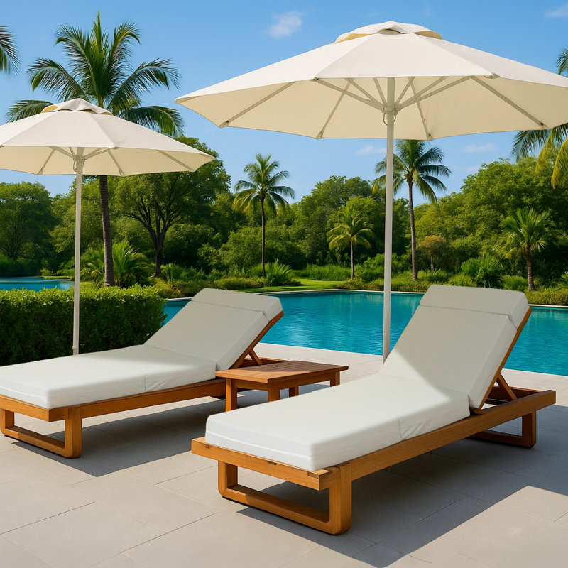 Paquet de 2 coussins de 80 po pour chaise longue d'extérieur, housse imperméable, amovible et lavable, coussins de remplacement toutes saisons pour jardin de piscine, beige / l