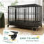 Cage à chien en cage robuste de 48 po Pawhut avec roues verrouillables, porte double et plateau amovible