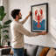 Lobster and Waves Retro - Framed Print-340786617-340786615
