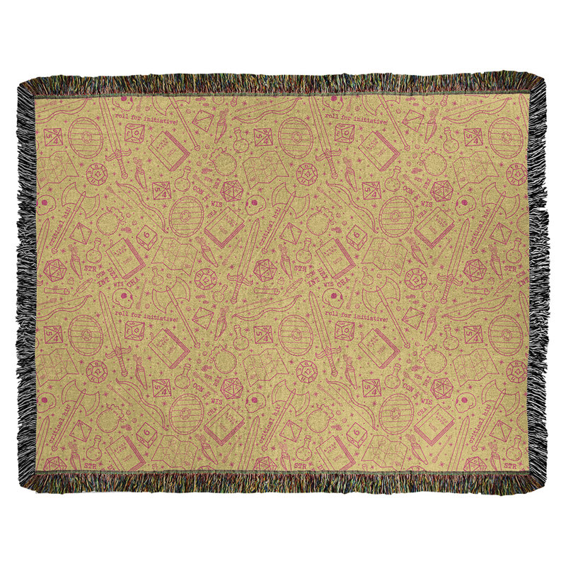 Couverture en coton tissé Katelyn Elizabeth, l 60 po x L 80 po, Jaune / Rose