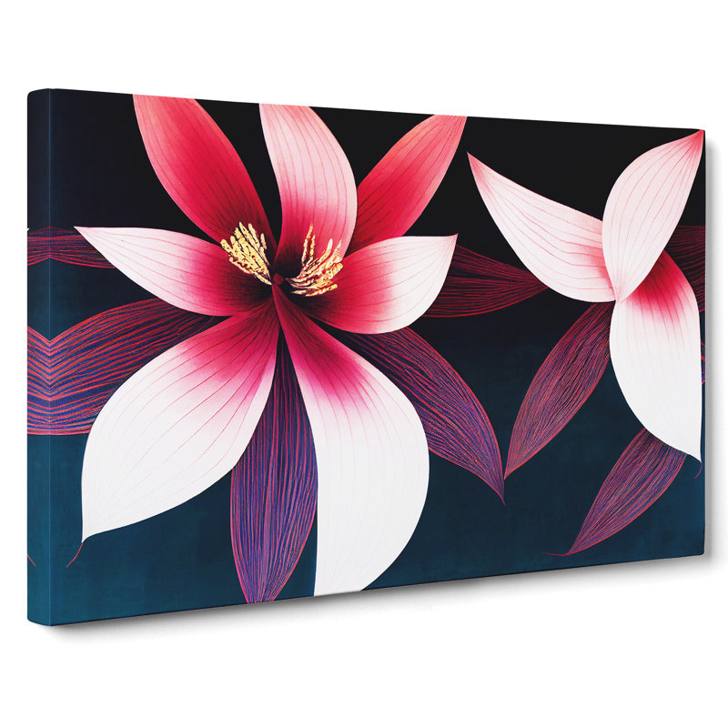 Beguiling Modern Flowers - Wrapped Canvas Print, 40cm H x 60cm W x 3cm D