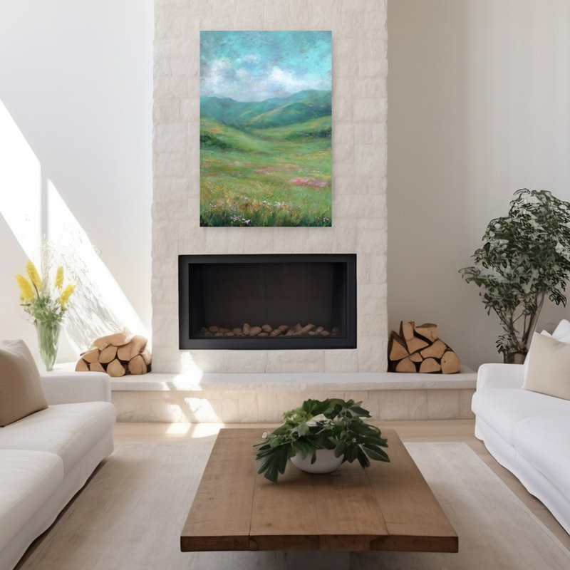 Impression d'art contemporain abstrait Fairytale Mountain, 48" H x 32" W