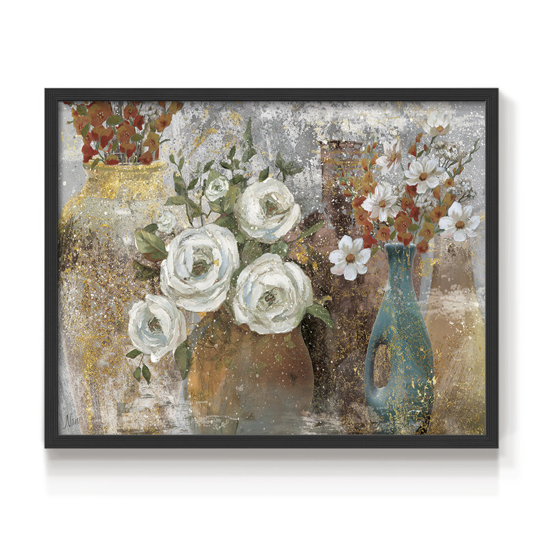 Vessels and Blooms Spice - Reproduction encadrée - Restickable, H 16 po x l 20 po, Noir, noir, noir, noir