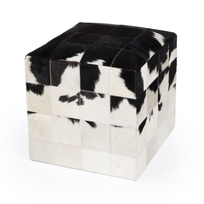 Victorian Hair on Hide Cube Ottoman
