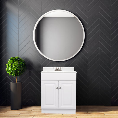 Wyndham 25 Inch Bathroom Vanity with Top, Ready to Assemble, White
