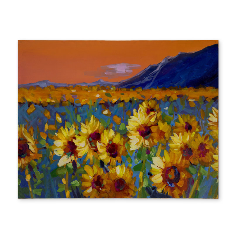 Napperon Field of Sunflowers | Décor floral bleu en polyester