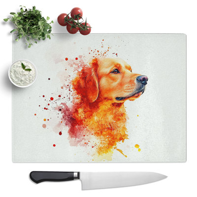 Labrador Retriever Portrait Dog  Glass Chopping Board