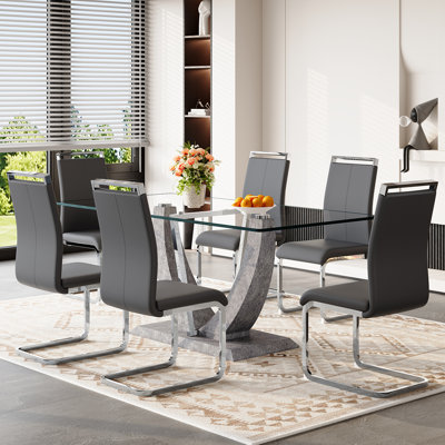 Table de salle à manger rectangulaire avec chaises, ensemble de table de salle à manger et de cuisine